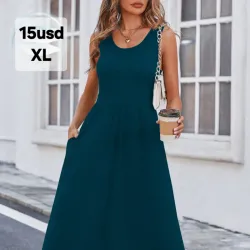 Vestido verde azul largo