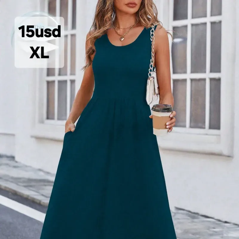 Vestido verde azul largo