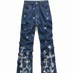 Azul oscuro con cruces de perlas