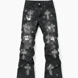 Gris oscuro con perlas de cruces