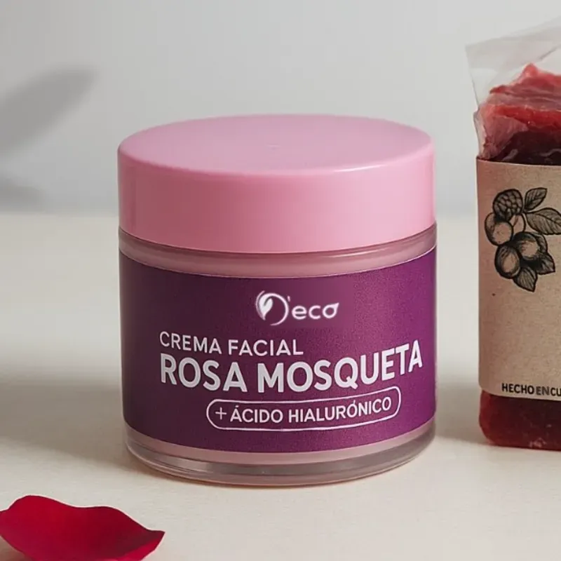 Crema facial de rosa mosqueta y ácido hialurónico 
