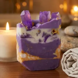 Jabón artesano oro y amatista 