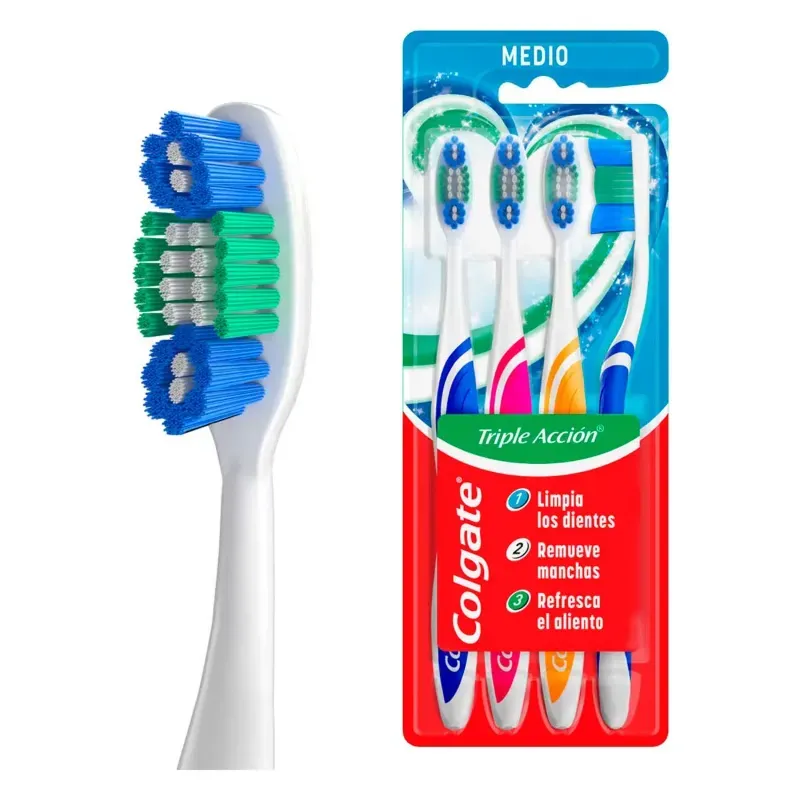 Cepillo De Dientes Colgate Triple Acción Medio 4 Piezas