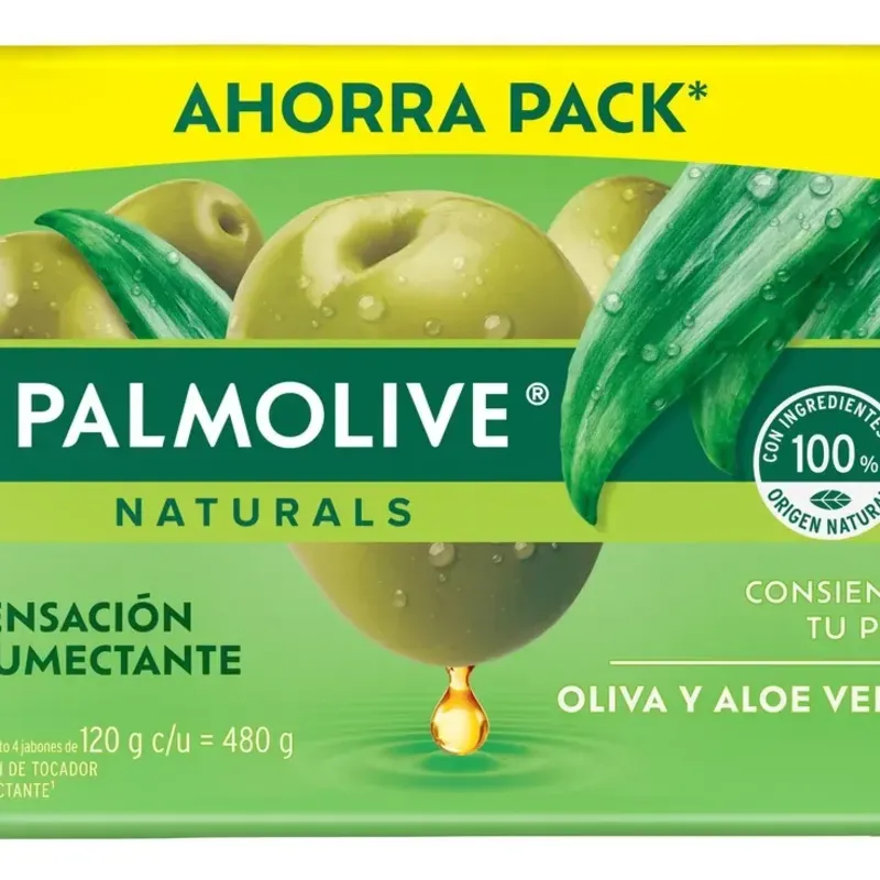 Jabón De Baño Palmolive Oliva Y Aloe Vera 4 X 120 G