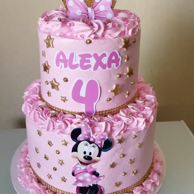 Cake 2 pisos Mini Mouse rosa 
