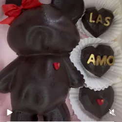 Oso gigante de chocolate negro + 3 bombones de chocolate.
