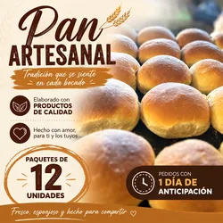 Pan artesanal (tamaño pan hamburguesa)