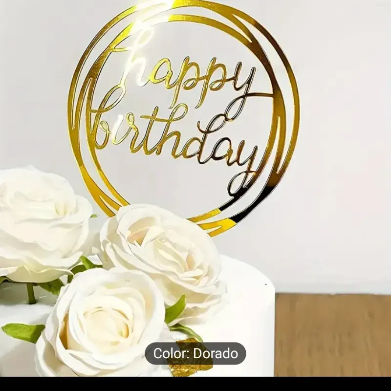 Topper Happy birthday dorado