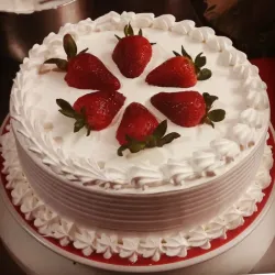 Cake de nata y fresas