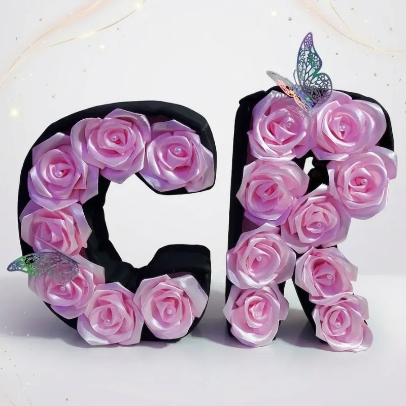 Letras 3D con rosas eternas 🌹