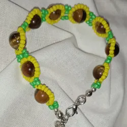 Pulsera de Girasoles y piedras naturales. 