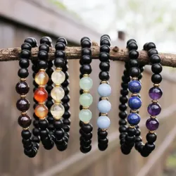 Pulseras combinadas de ónix.