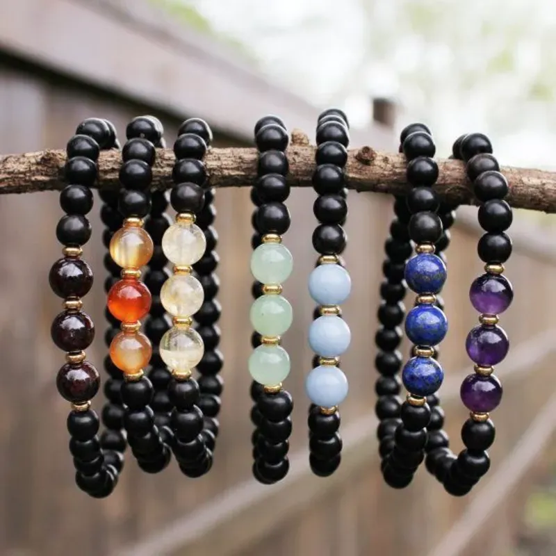 Pulseras combinadas de ónix.