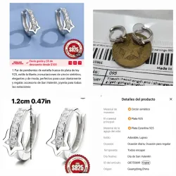 Aretes de plata s925 