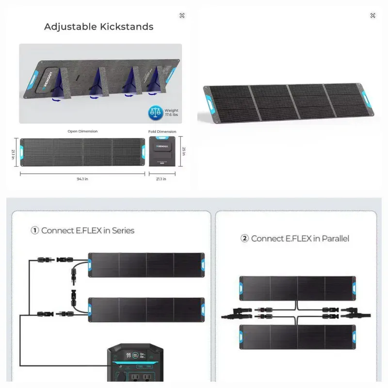 Panel solar portátil renogy 200W $ 350 usd 