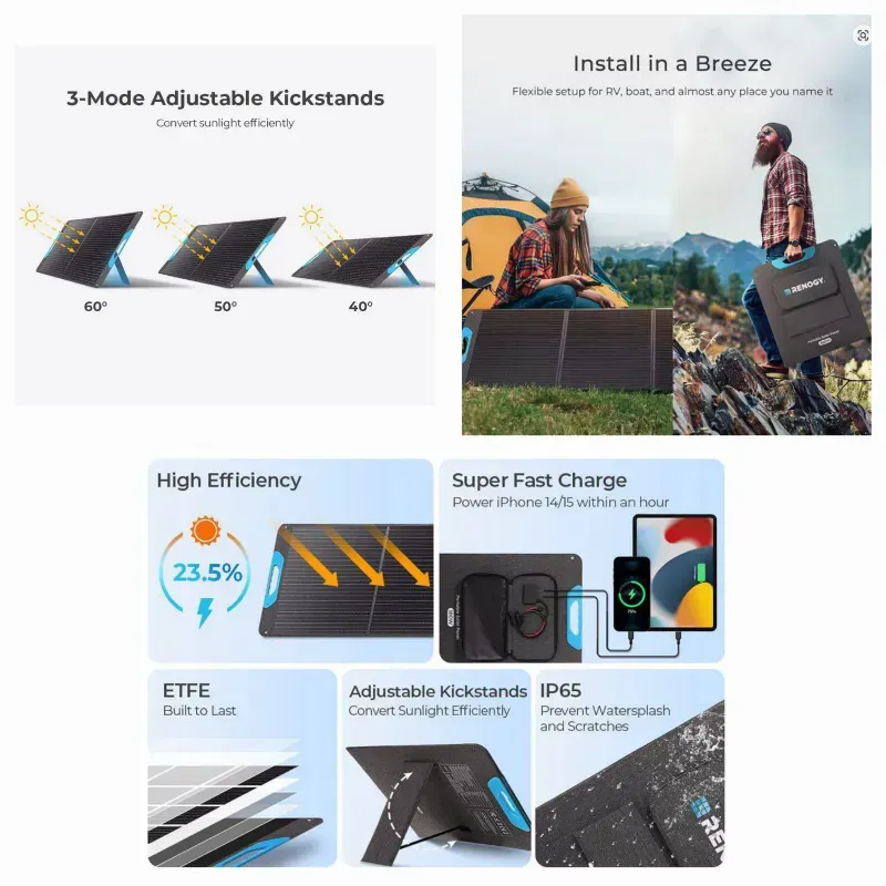 Panel solar portátil renogy 200W $ 350 usd 