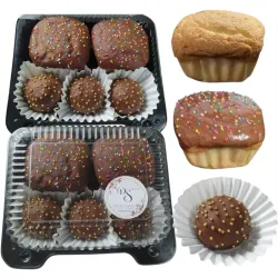 Set # 4 contiene 3 trufas de chocolate XL y 2 Panquecitos.