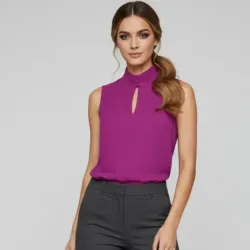 Blusa fina c/ cuello alto 