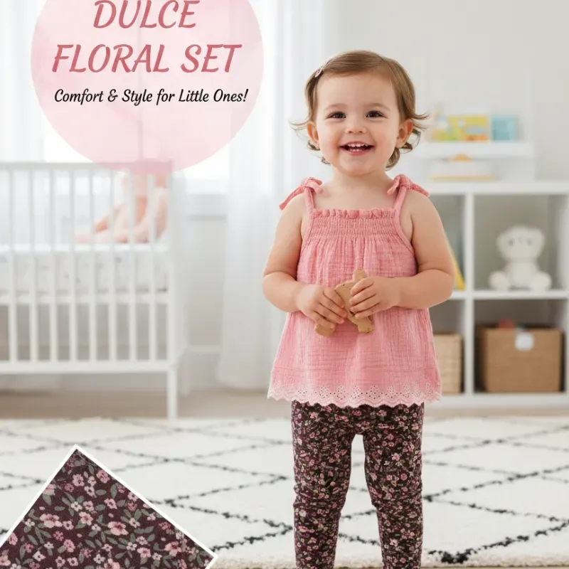 Conjunto de licra floral y blusa de tirantes 