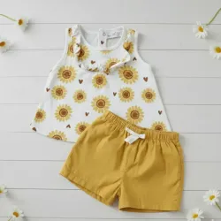 Conjunto de short y blusa c/ girasoles 