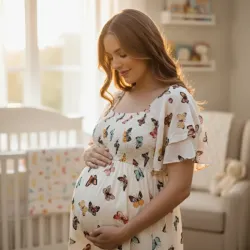 Vestido de maternidad c/ estampado de mariposas