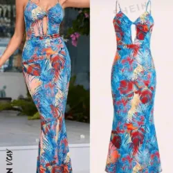 Vestido estampado tropical 