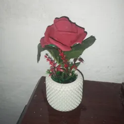 Búcaro con rosa roja 