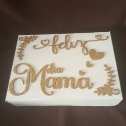Caja Feliz Día Mamá dorado oscuro