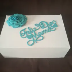 Cajita con flor azul