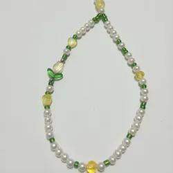 Colgante amarillo y verde con tulipán de cristal