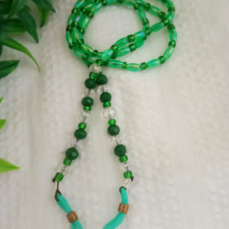 Colgante de espejuelos perlas verdes