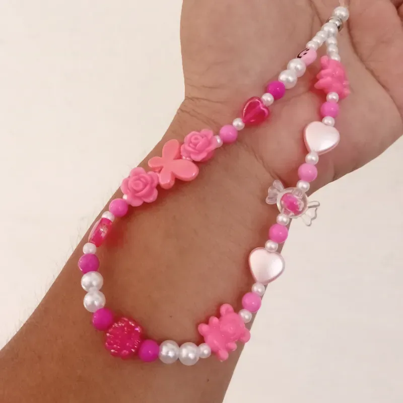 Colgante rosado y blanco