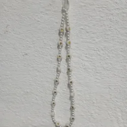 Colgante sencillo blanco y ❤️ dorado