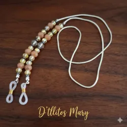 Cordón beige con swaroski beige y gris