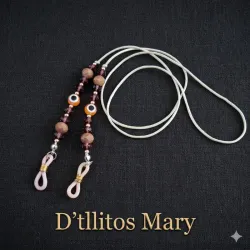 Cordón beige con swaroski y ojo turco