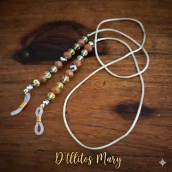 Cordón beige de swaroski beige y plateado