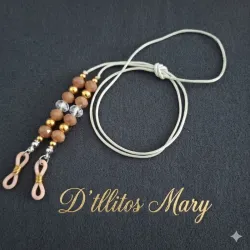 Cordón de swaroski beige y trasparente