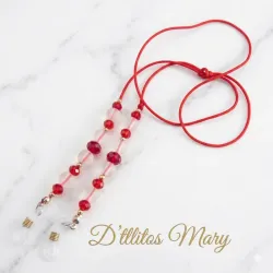 Cordón rojo de swaroski trasparente y rojo