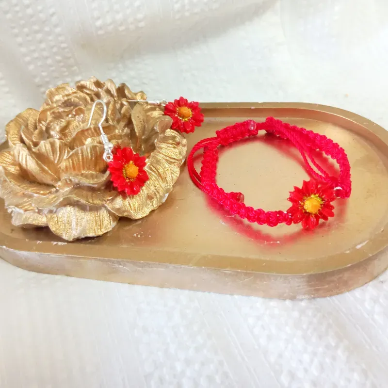 Juego de Aretes y pulso rojo 