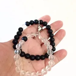 Juego de pulsos de Onix 8mm negro y traspartente