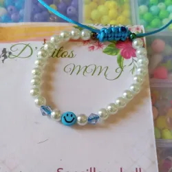 Pulsera blanca y azul con emogis