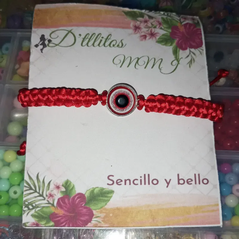 Pulsera con ojo Turco rojo plastimetálico