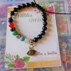 Pulsera de 7 Chacras com perlas negras 