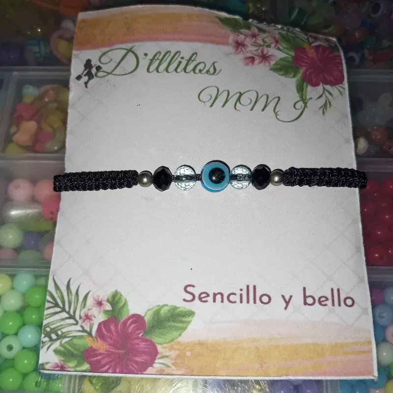 Pulsera negra con ojo Turco azul