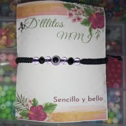 Pulsera negra con ojo Turco Violeta