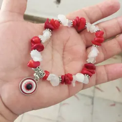 Pulso de Chic de coral y piedra lunar 