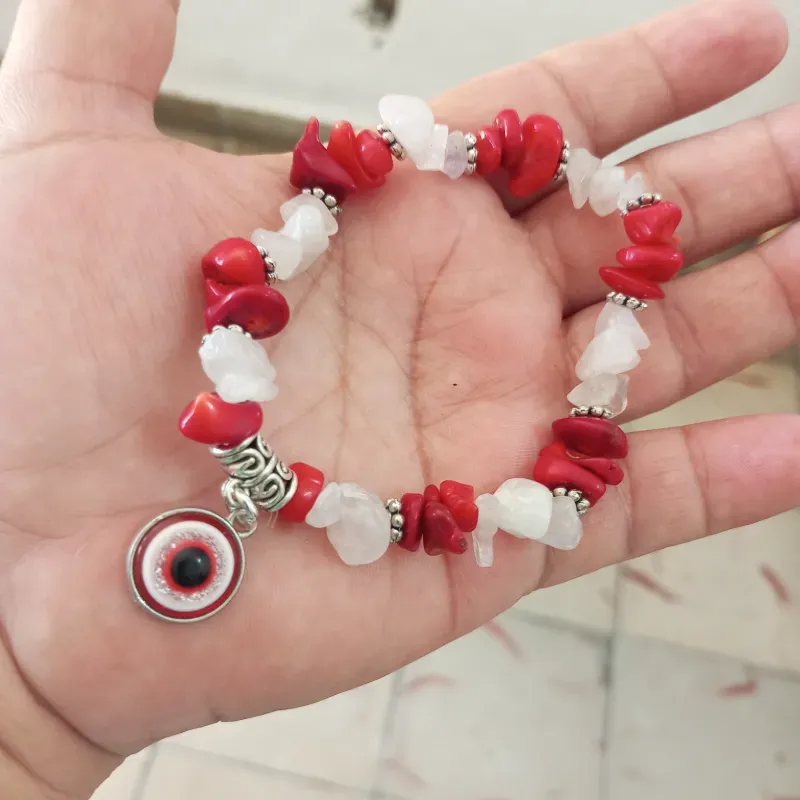 Pulso de Chic de coral y piedra lunar 