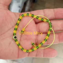 Pulso de ojo turco verde y swaroski amarillo y verde