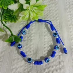 Pulso de ojos turcos y 7 nudos azul