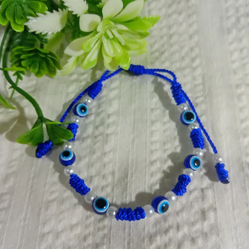Pulso de ojos turcos y 7 nudos azul